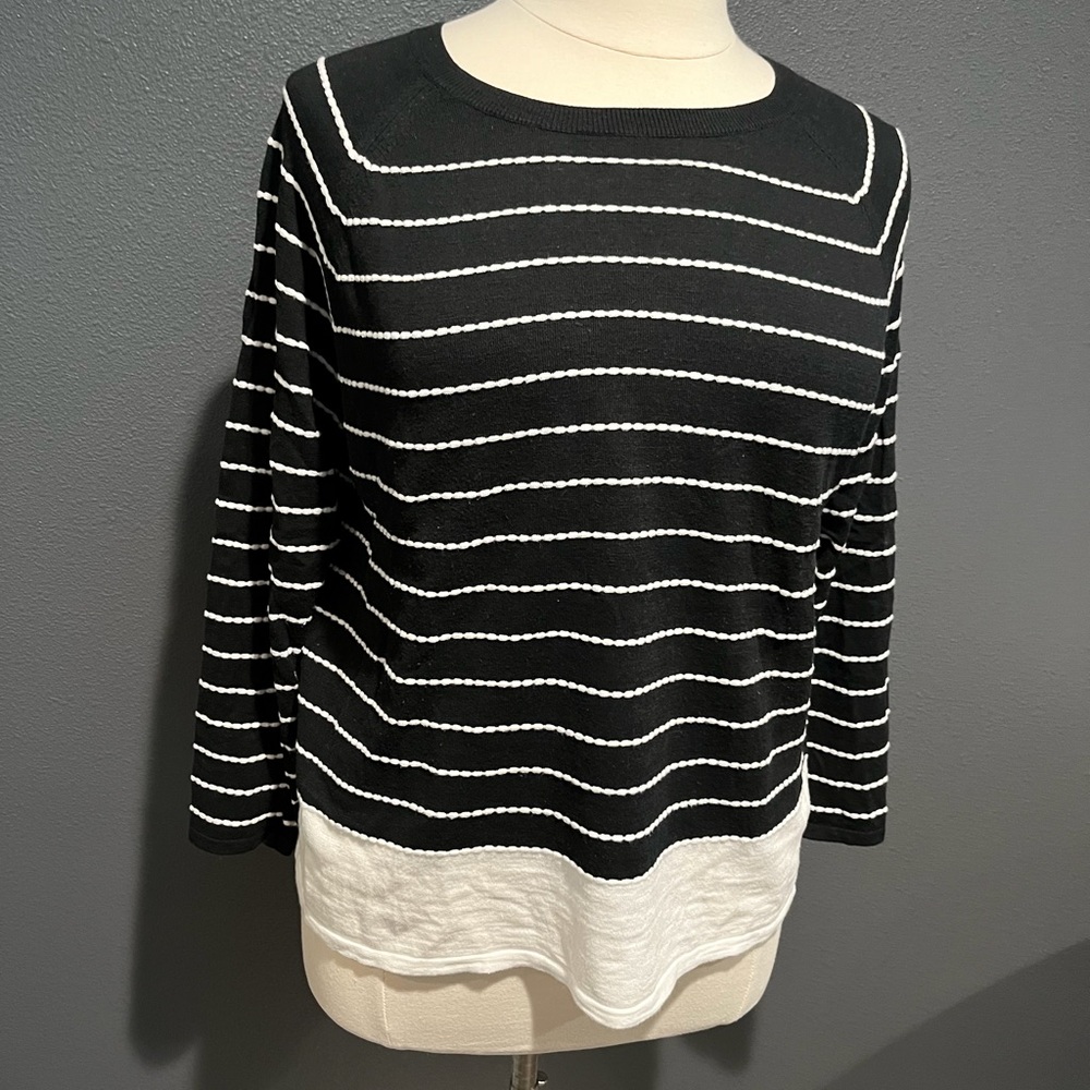 J Jill black/white lightweight sweater, large